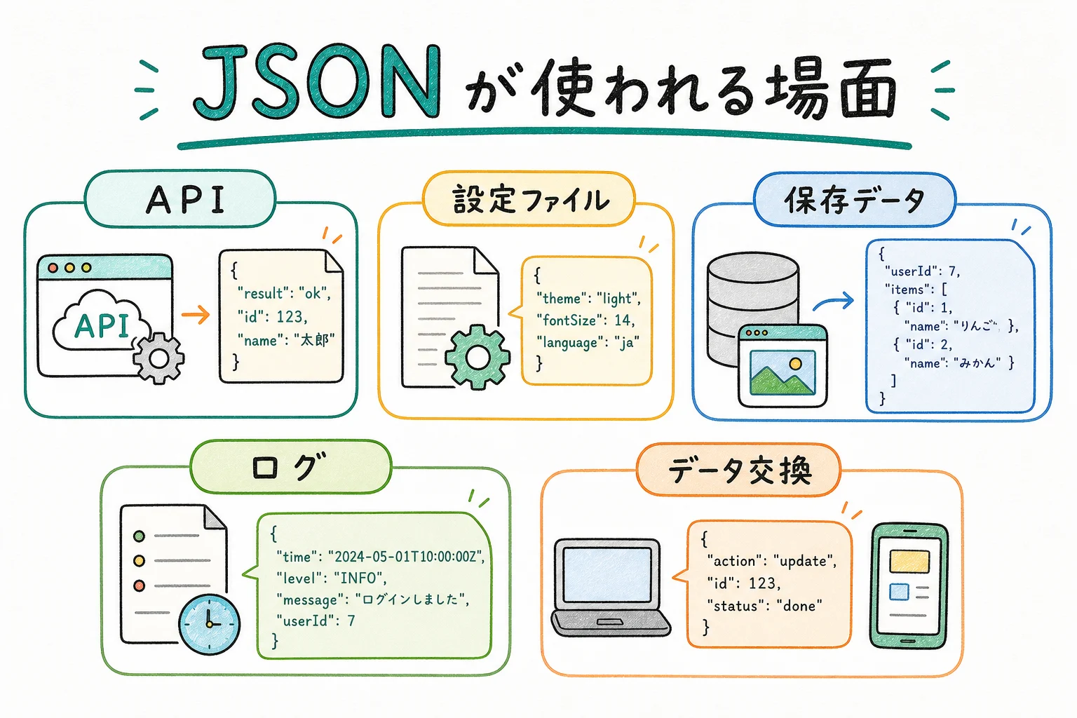 JSONが使われる場面