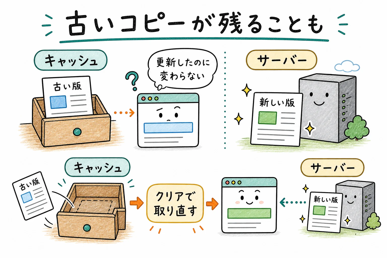 引き出しの中身が古いままになることがある