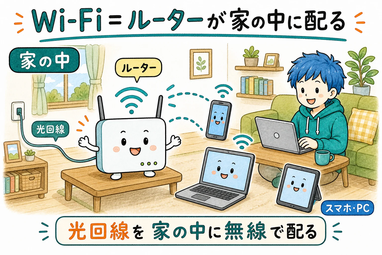 Wi-Fi=自宅ルーターが建物内に無線で配る