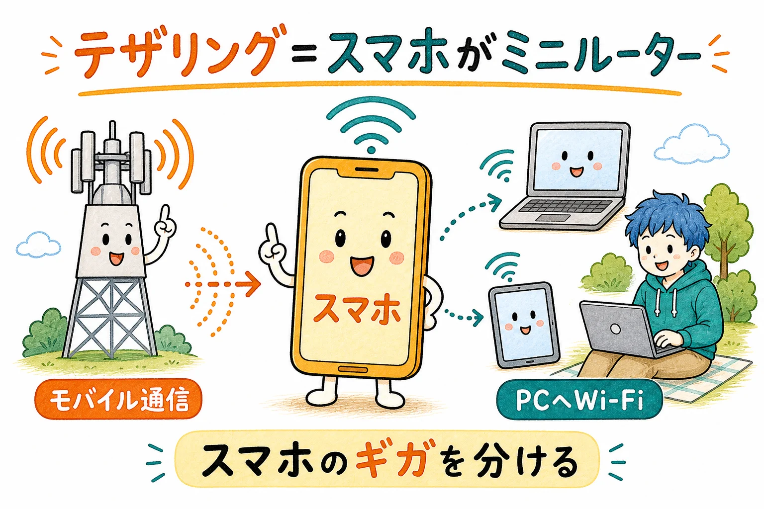 テザリング=スマホをミニルーターにする