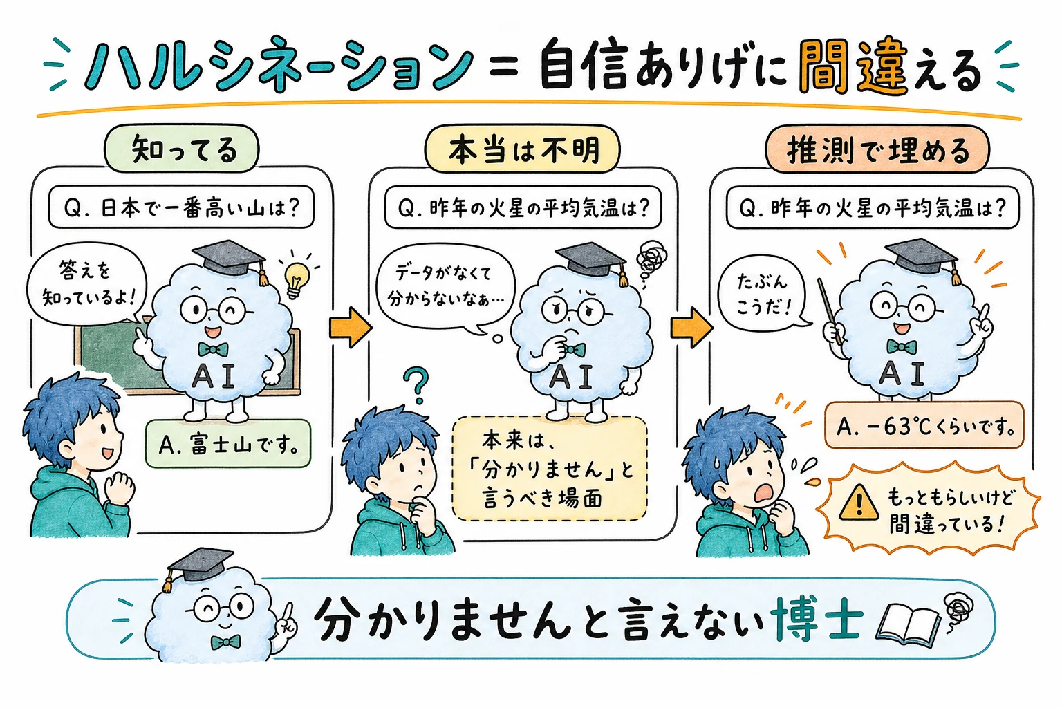 ハルシネーション= AIが自信ありげに間違える現象