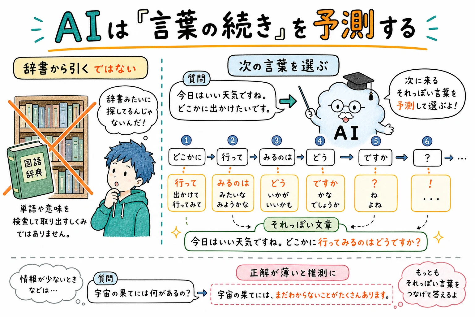 AIは知識ではなく言葉の続きを予測している