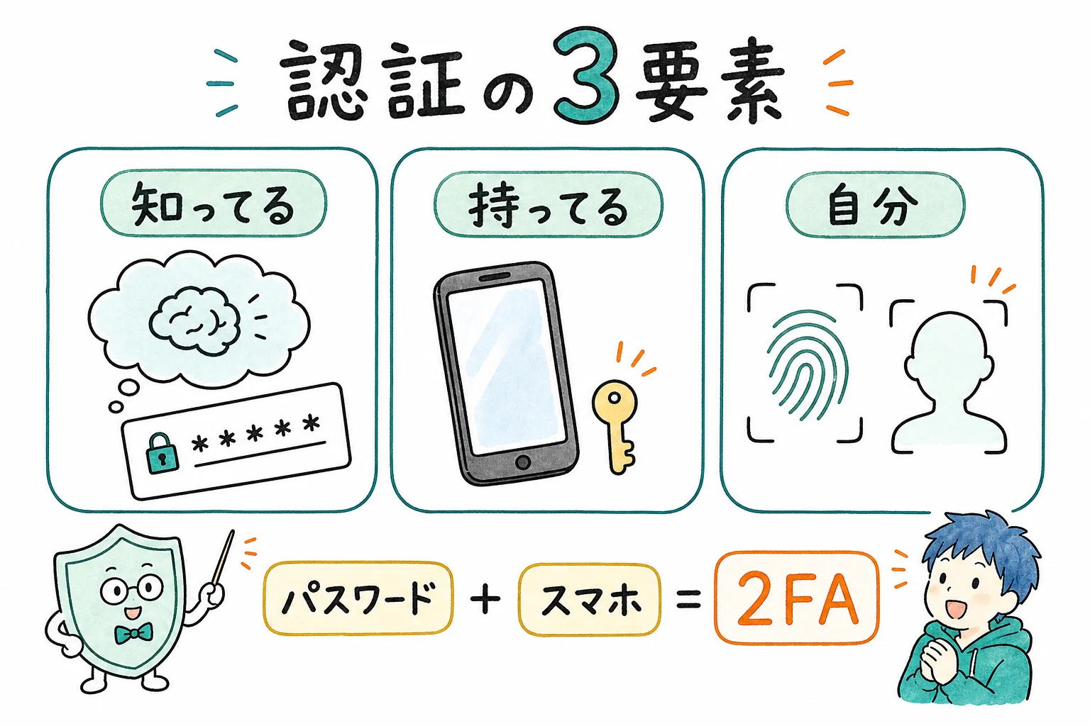 認証の3要素:知ってる・持ってる・自分
