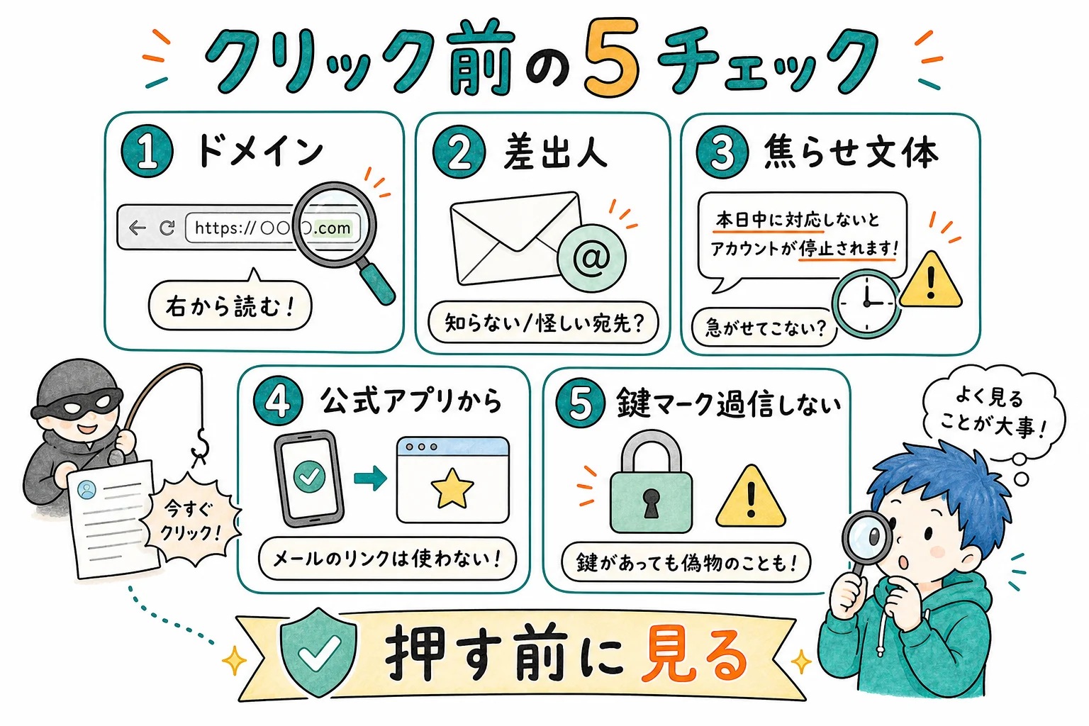 フィッシング詐欺を見抜く5つのチェックポイント