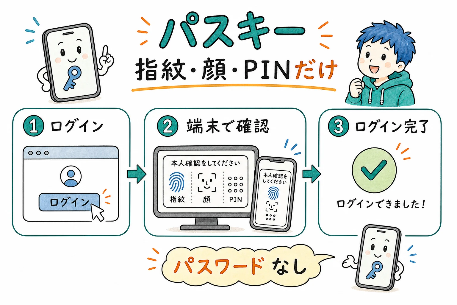 パスキー=指紋・顔認証だけでログインできる