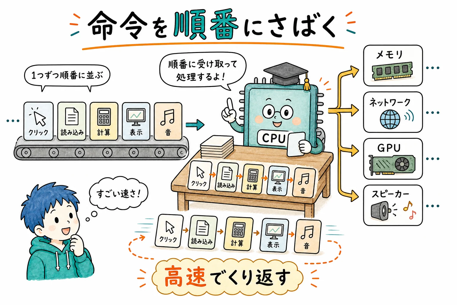CPU=命令を順番にさばく頭脳