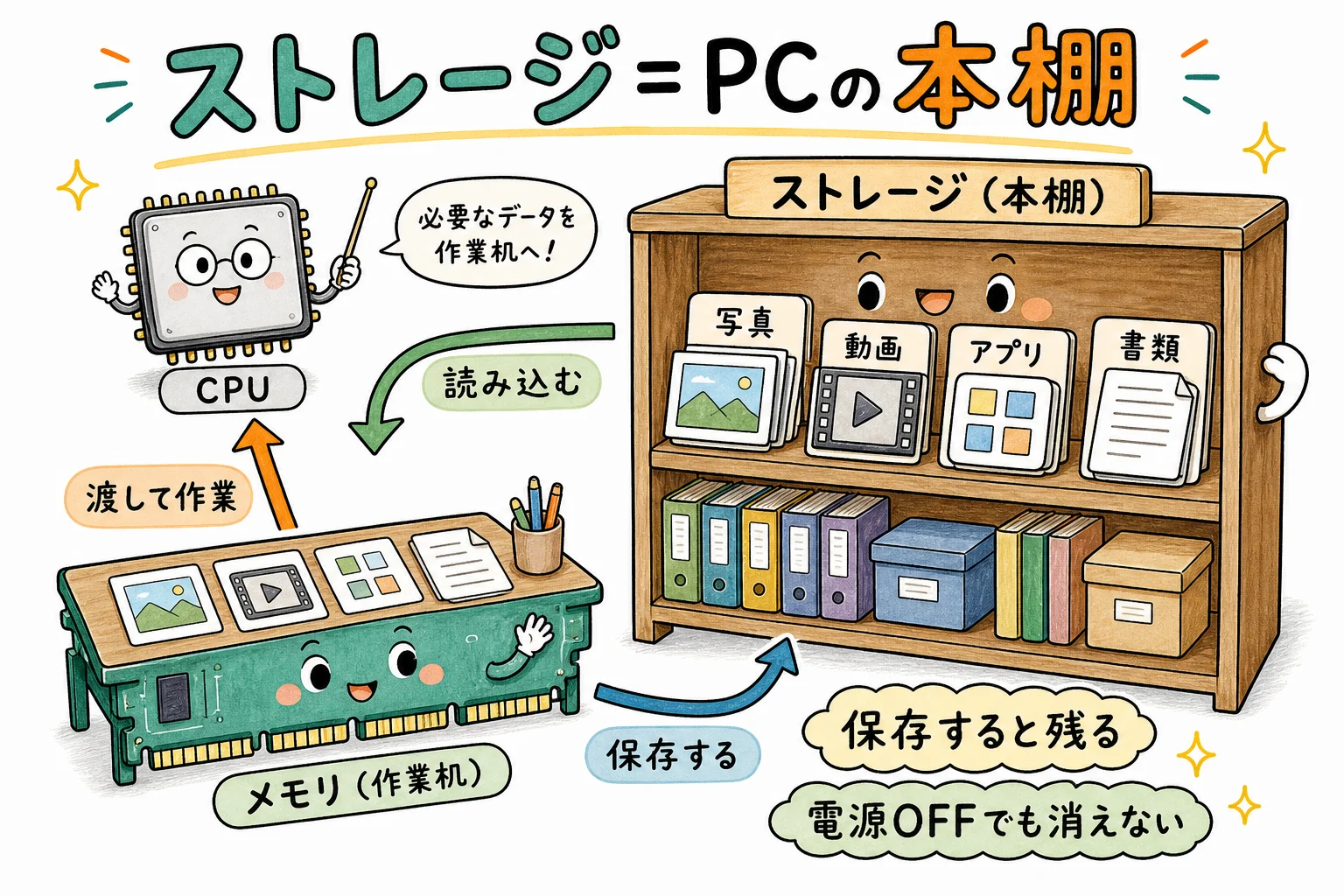 ストレージ=データを保管する本棚