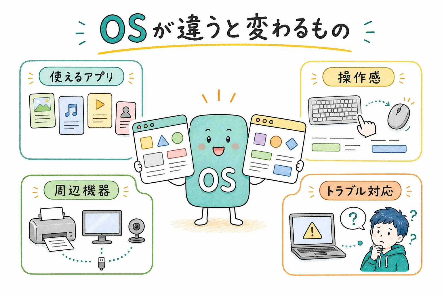OSが違うと変わるもの