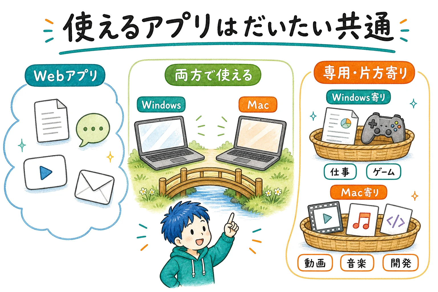 WindowsとMacで使えるアプリの違い