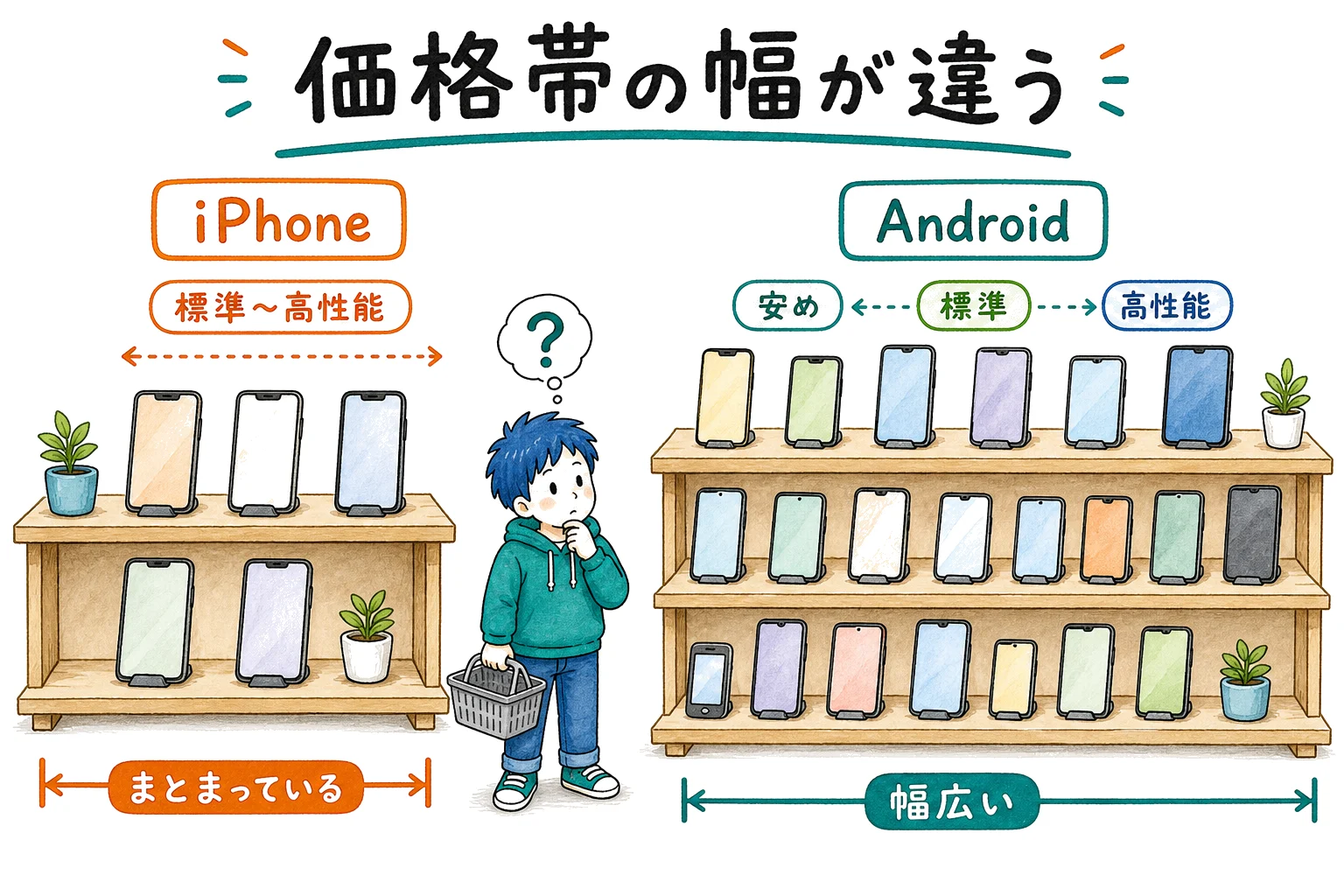 iPhoneとAndroidの価格帯