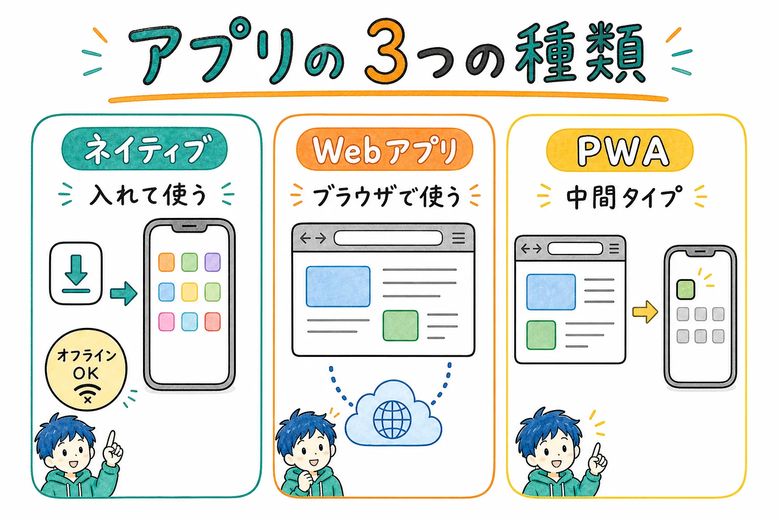 アプリの3つの種類