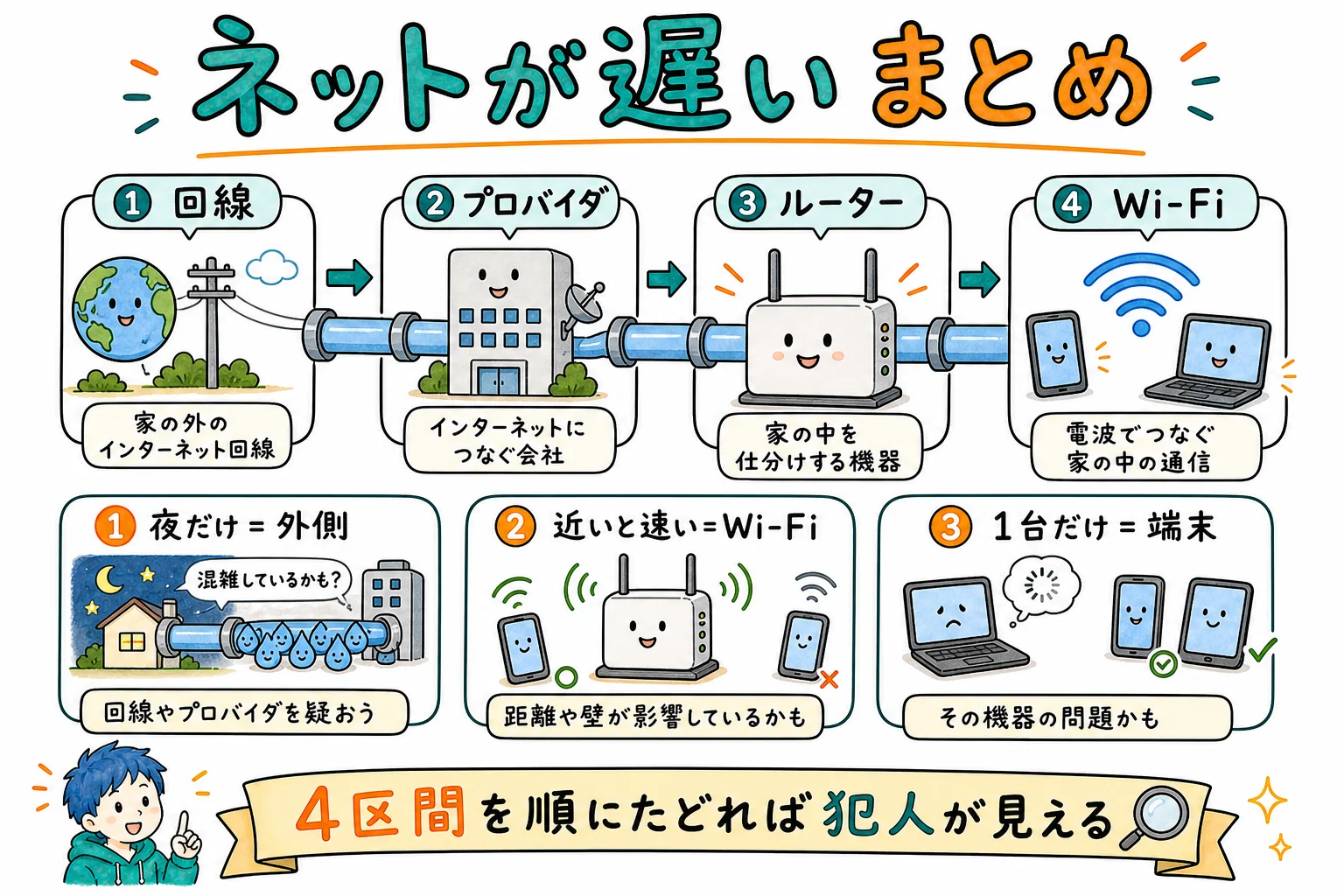 ネットが遅いときの全体像、これ1枚で