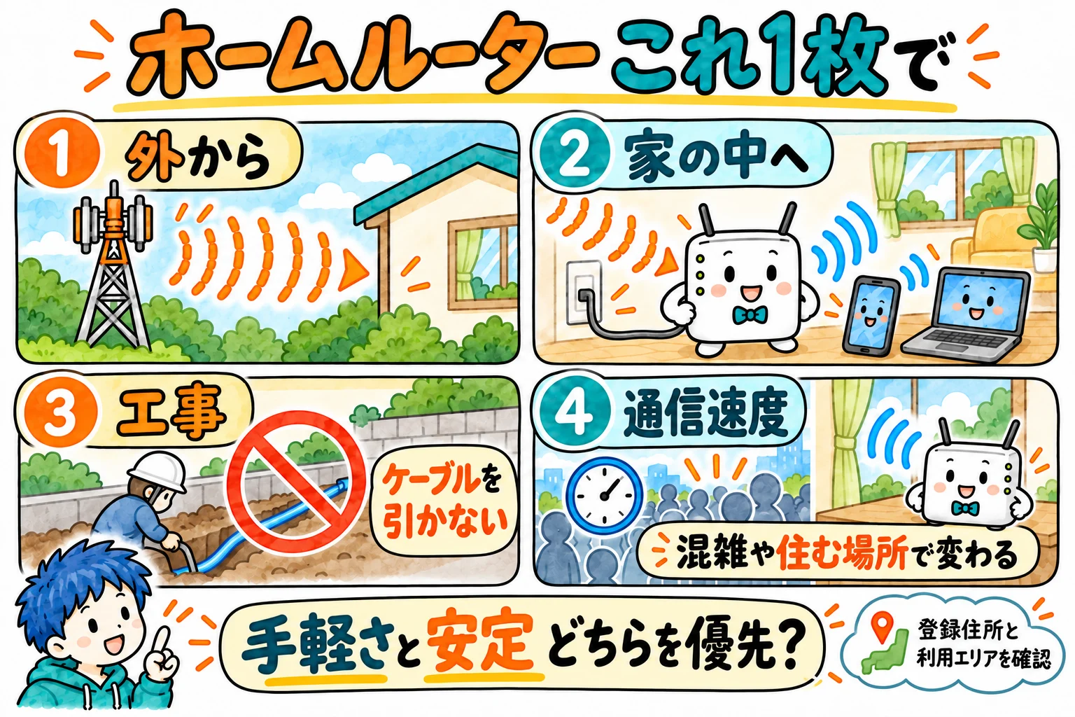 ホームルーターの要点を1枚にまとめた図