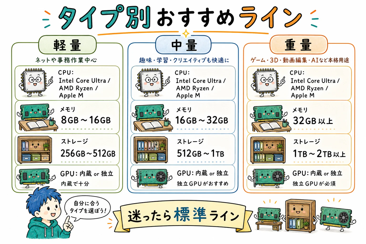 タイプ別おすすめスペック